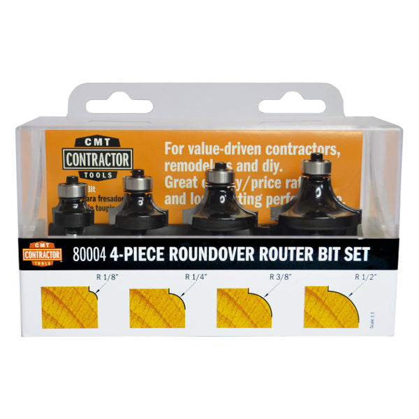 4 Piece Roundover set 1/4" Shank 80004