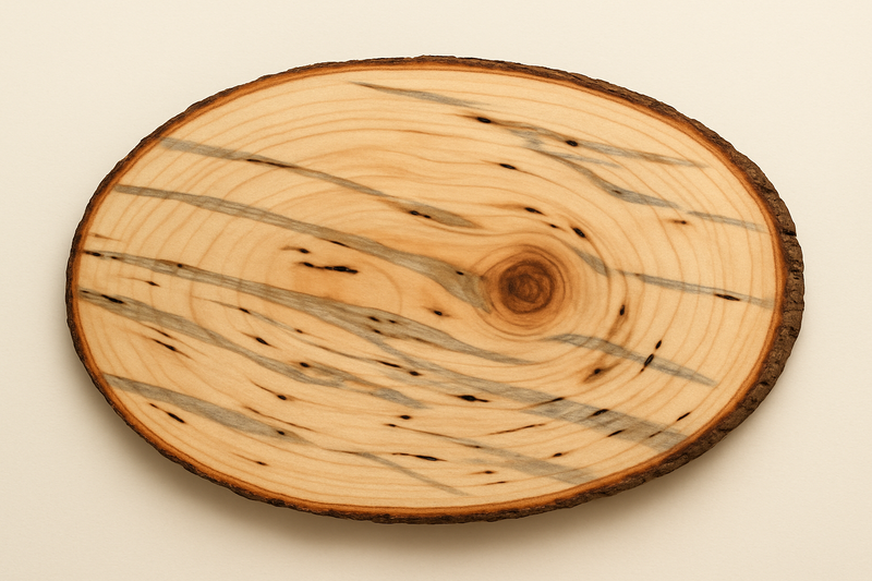 a wooden oval slice of Ambrosia Maple