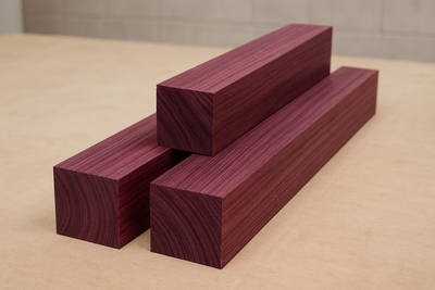 Purpleheart size 1.75 inches X 1 inch X 26 inches long, make a pyramid stack using 3 cutting board blanks