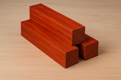 size 1.75 inches X 1 inch X 26 inches long, make a pyramid stack using 3 cutting board blanks Padauk
