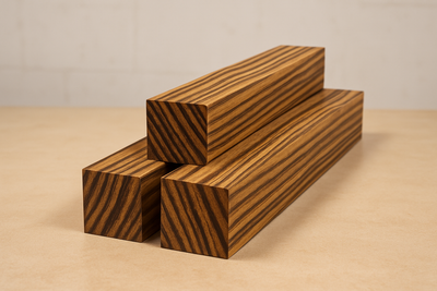 Zebrawood size 1.75 inches X 1 inch X 26 inches long, make a pyramid stack using 3 cutting board blanks