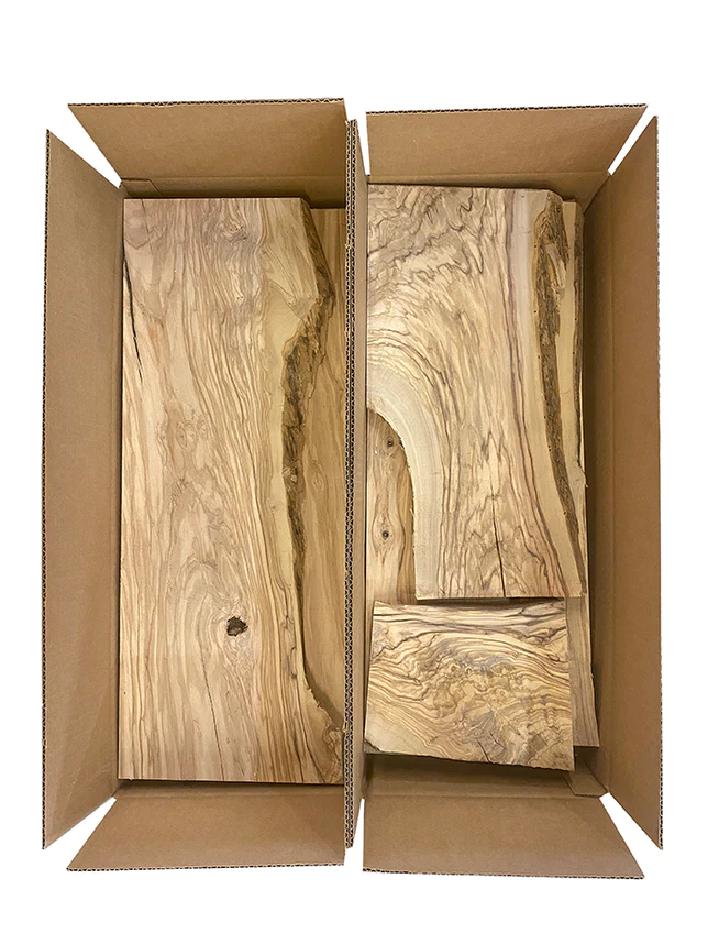 Olivewood 1" thick Live Edge Offcuts Box